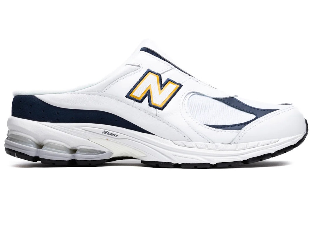 Pre-owned New Balance 2002r Mule White Navy Blue In White/navy Blue