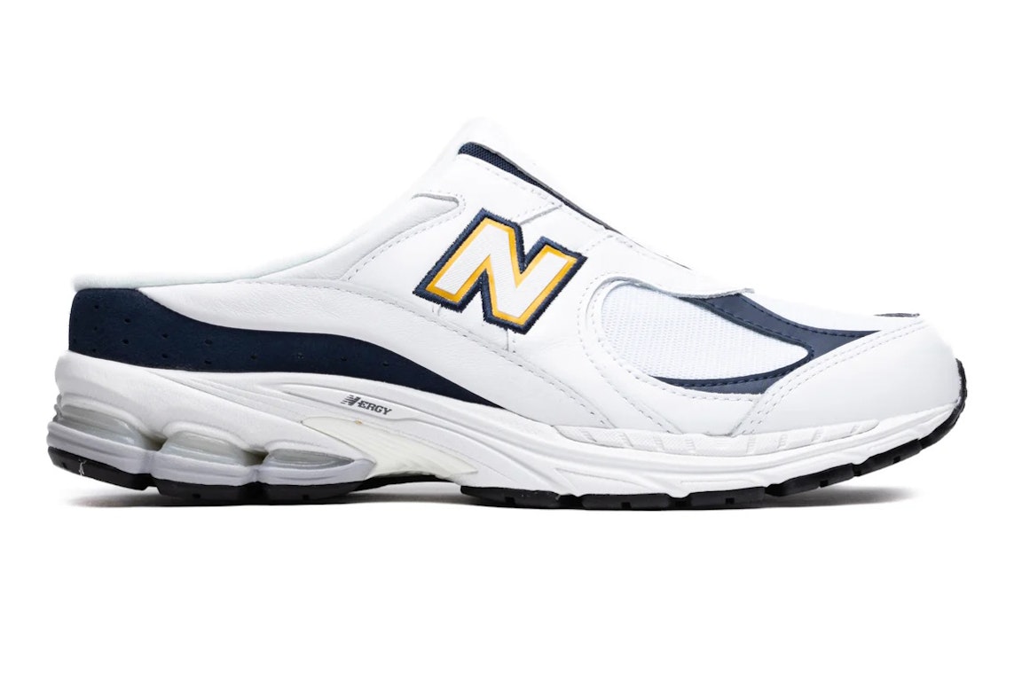 Pre-owned New Balance 2002r Mule White Navy Blue In White/navy Blue