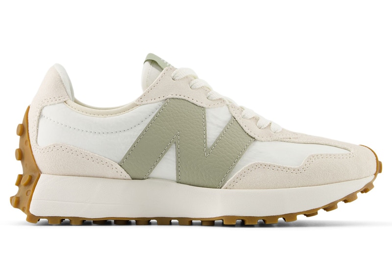 Pre-owned New Balance 327 (women's) Sneakers In Linen/sea Salt/olivine