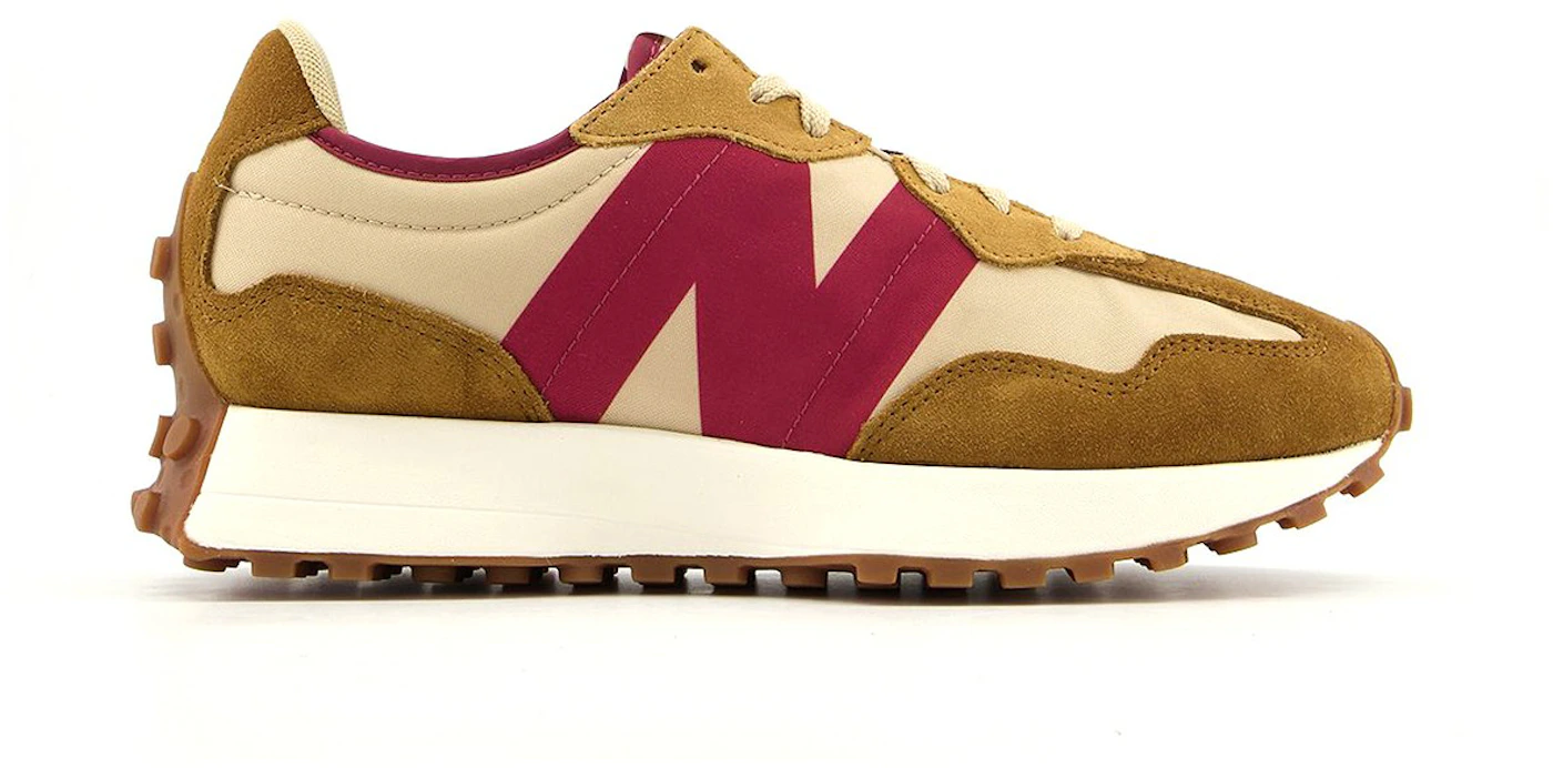 New Balance 327 Sneakers In Off White With Burgundy Detail