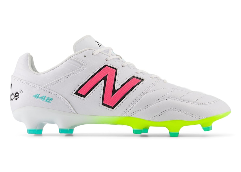 New Balance 442 Pro FG v2 White Hi-Lite Neon Pink メンズ