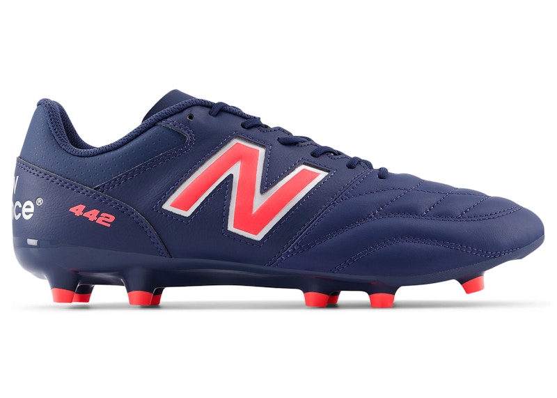 New Balance Men's 442 TEAM FG V2 Soccer Shoes - Blue/Grey/Red - MS42FMP2