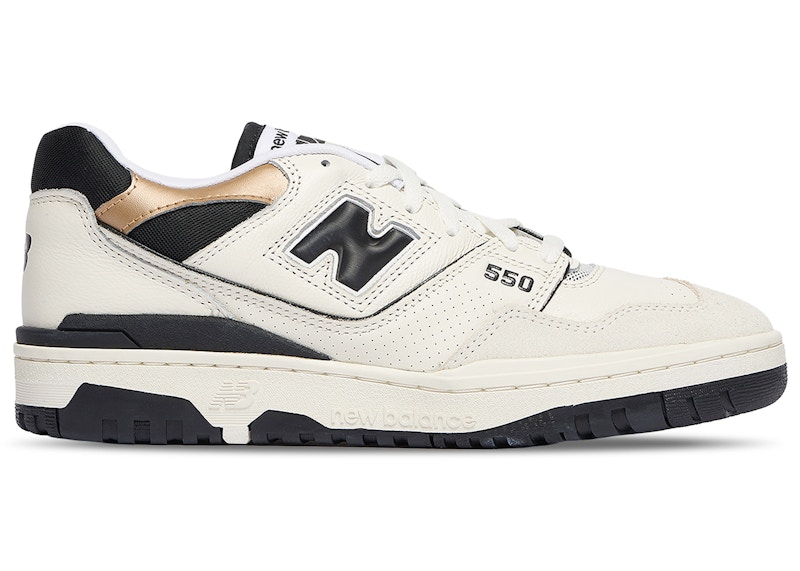Men's New Balance 550 Foot Locker 50th Anniversary Sneakers in White/Black/Gold
