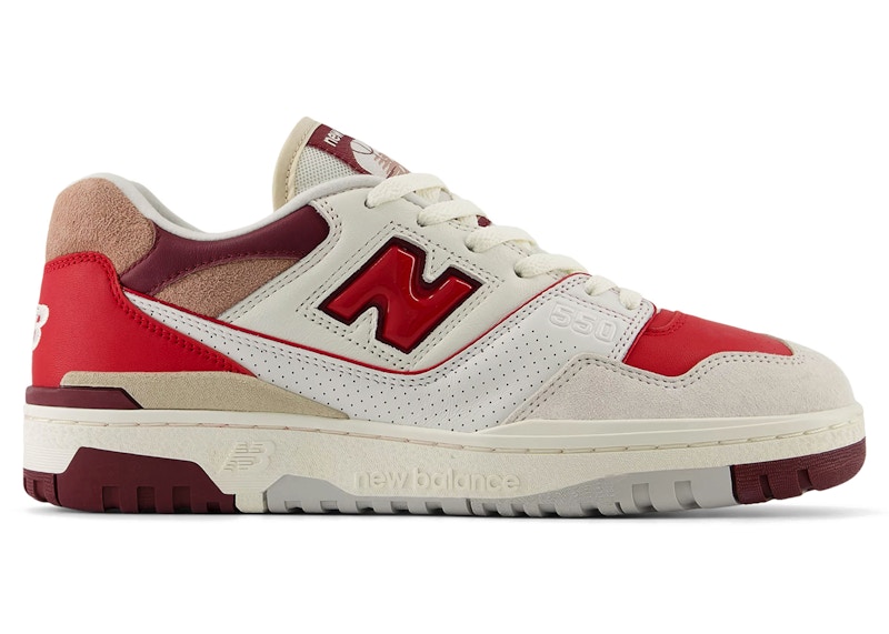 New Balance Unisex 550 Sneakers - White/Grey/Red - BB550JC1