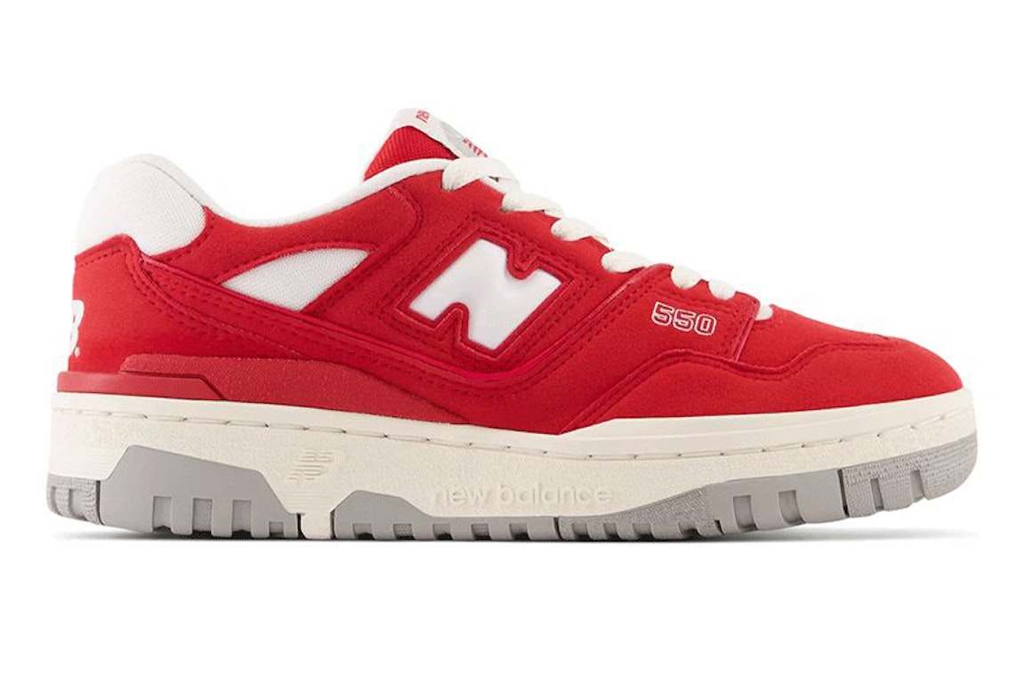Pre-owned New Balance 550 Team Red Suede (gs) In Team Red/white
