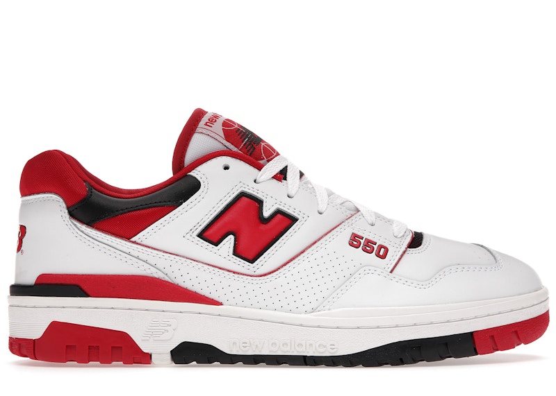 New balance white and on sale red