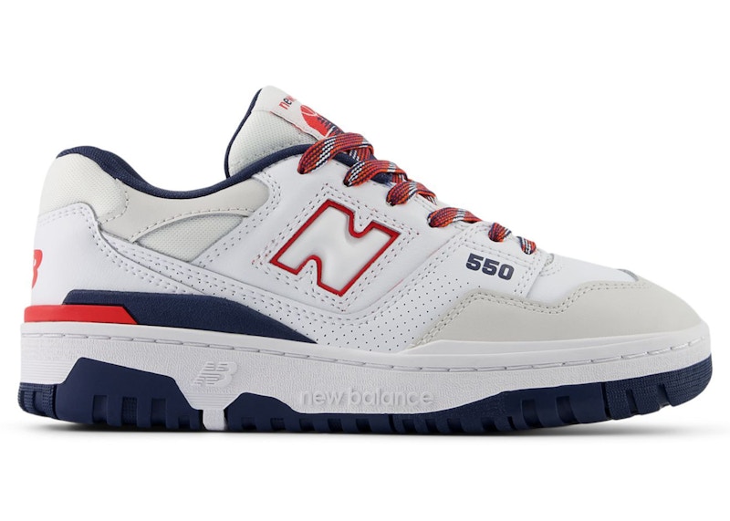 Pre-owned New Balance 550 Sneakers In White/true Red/navy Blue