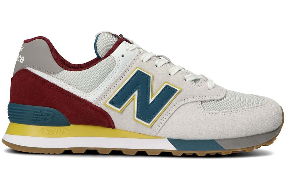 New balance 574 burgundy yellow Clearance