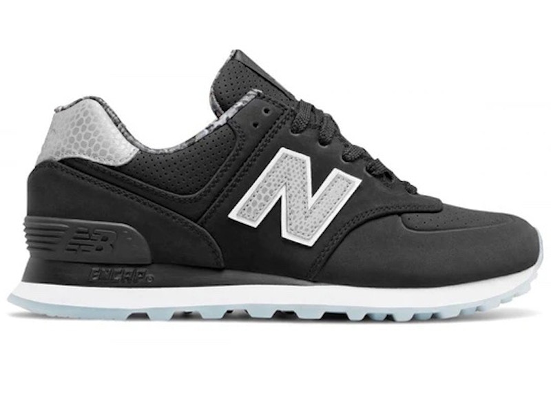Pre-owned New Balance 574 Luxe (women's) Sneakers In Black/snakeskin
