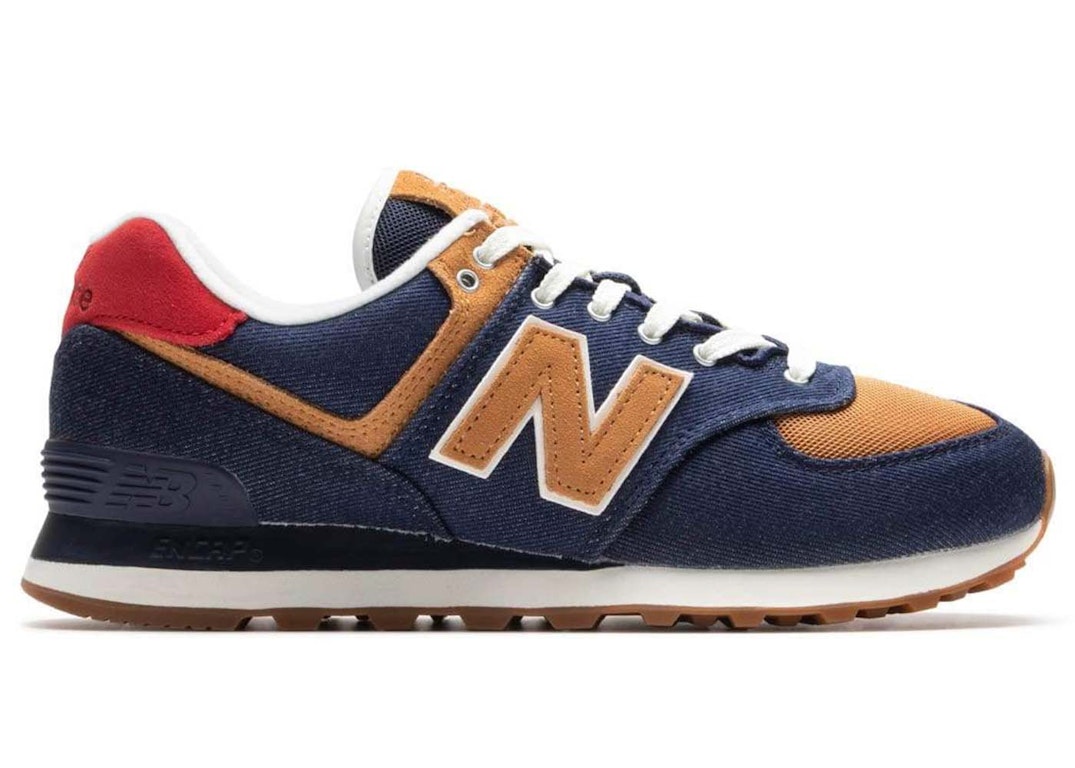 Pre-owned New Balance 574 Pigment Denim Workwear In Pigment Navy/faded Workwear/red