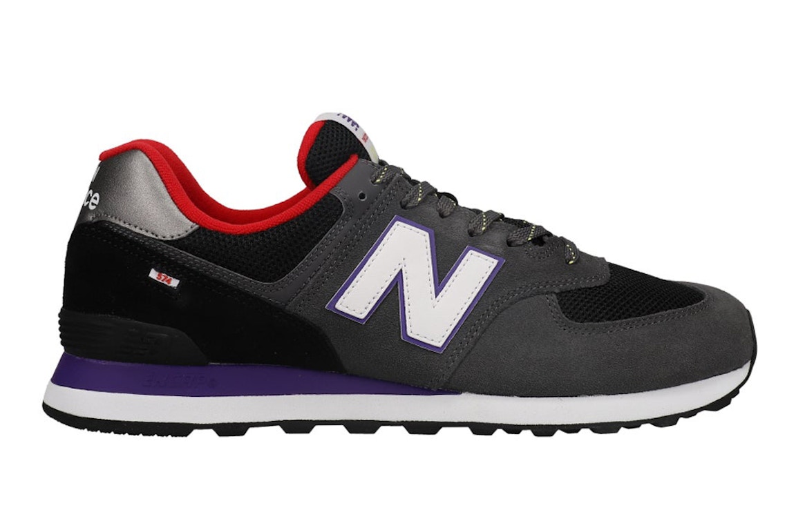 Pre-owned New Balance 574 Raptors In Grey/black/purple-red