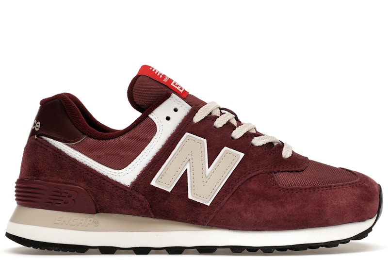 New balance 574 maroon suede best sale