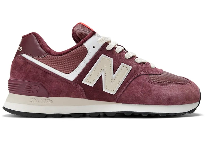 New balance shop 574 maroon suede