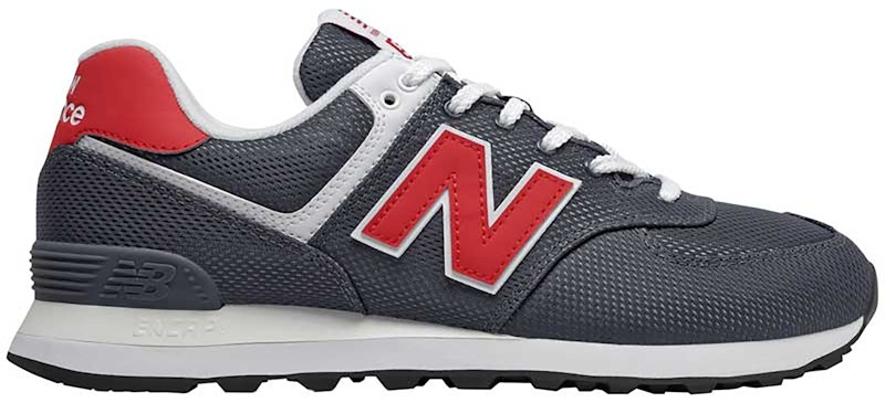 grey and red new balance 574