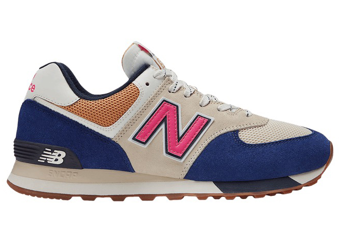 Pre-owned New Balance 574 Taupe Navy Blue In Taupe/navy Blue