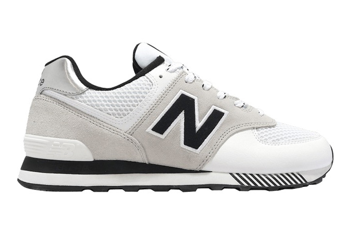 Pre-owned New Balance 574 White Black Grey In White/grey
