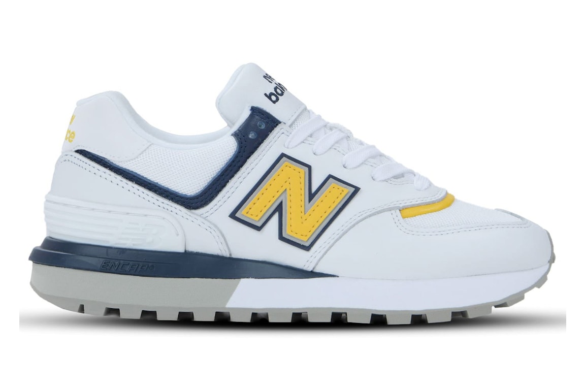Pre-owned New Balance 574 White Navy Green Yellow In White/navy/green