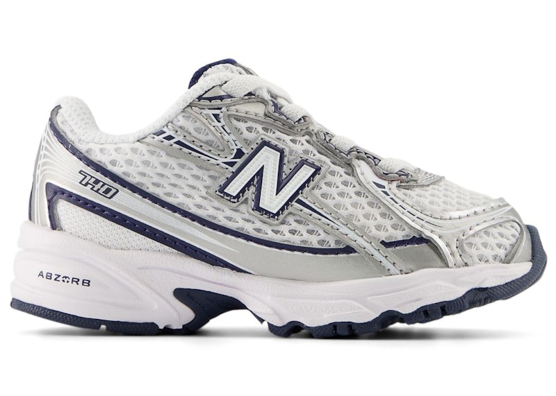 Pre-owned New Balance 740 Bungee Lace Silver Sneakers In White/navy Blue/red In Multi