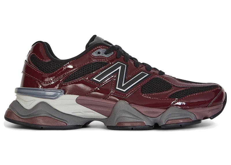 Men's New Balance 9060 Patent Sneakers in Burgundy/Black