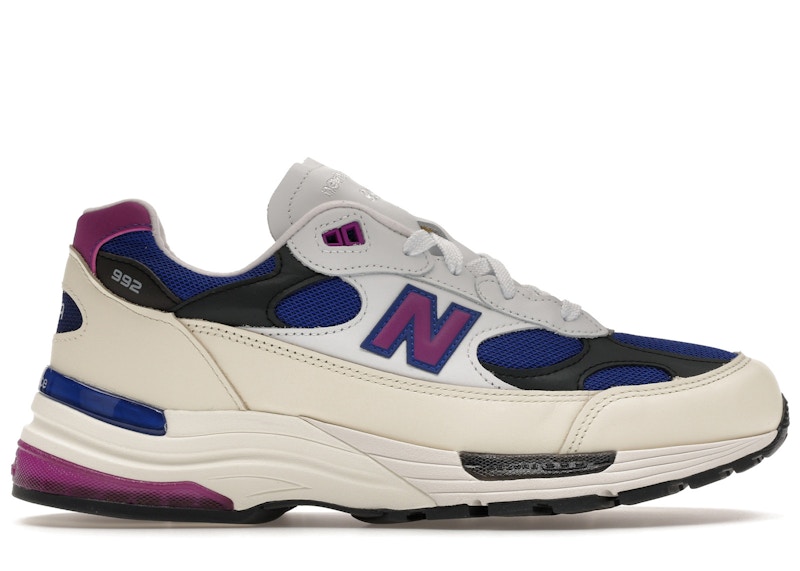 Men's New Balance 992 MiUSA Royal Sneakers in White/Team Royal/Purple Fuchsia