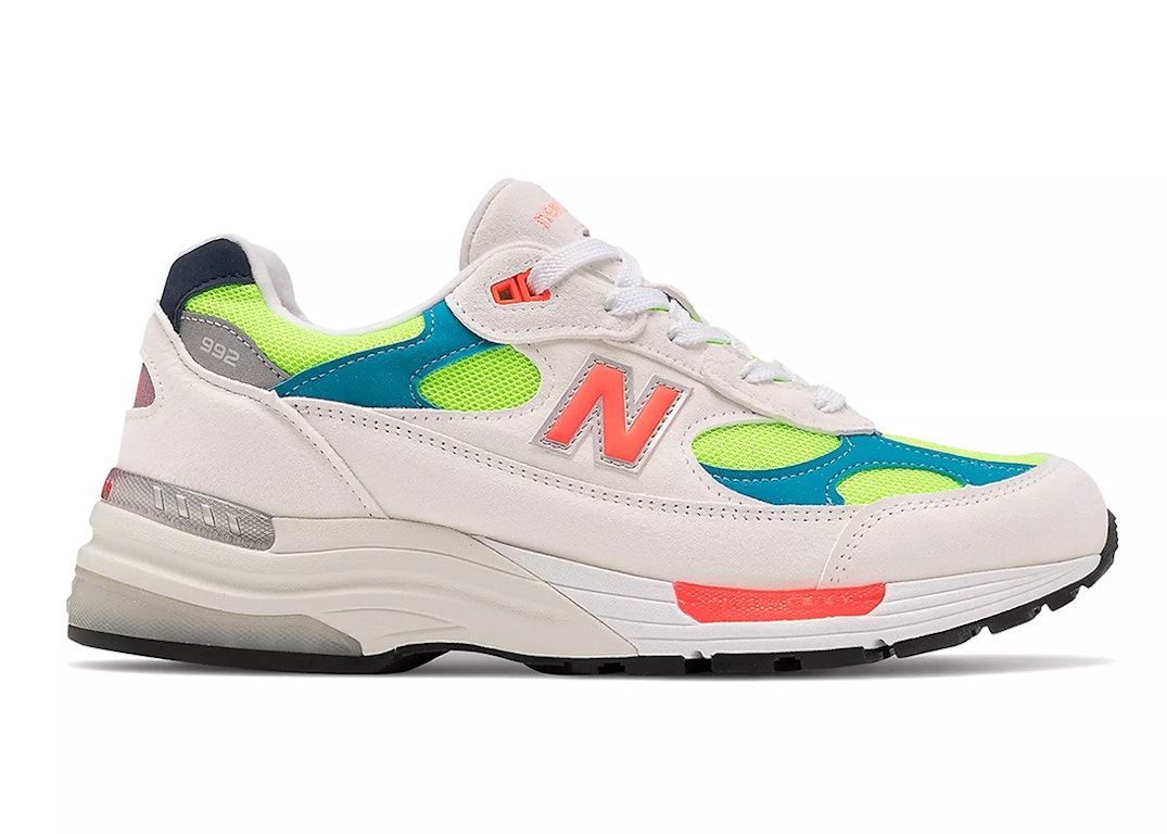 Pre-owned New Balance 992 White Neon Cyan In White/green/orange