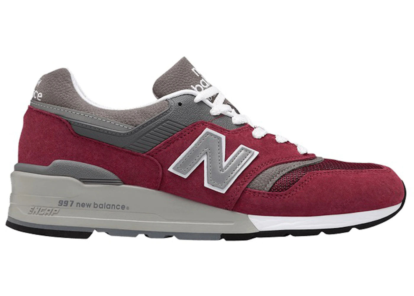 New Balance 997 Made in USA Burgundy Grey Men's Trainers - M997BR - GB