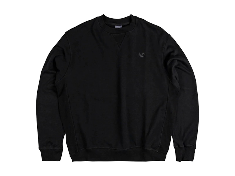 Pre-owned New Balance Men's Athletics French Terry Crew Sweatshirt In Black
