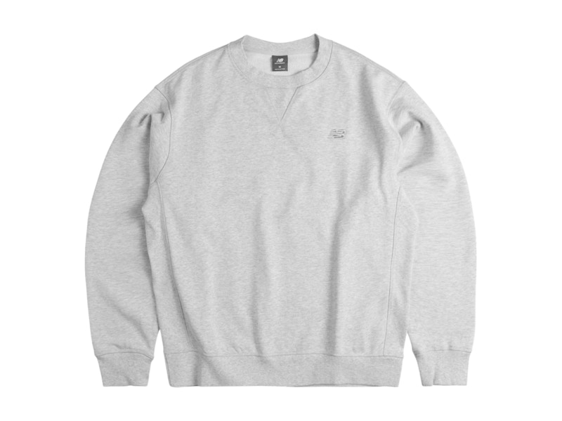 Pre-owned New Balance Men's Athletics French Terry Crew Sweatshirt In Light Grey