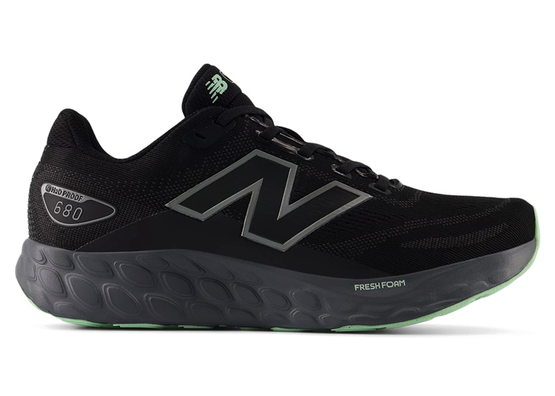 Pre-owned New Balance Fresh Foam 680v8 Waterproof (women's) Sneakers In Black/castlerock/lab Green