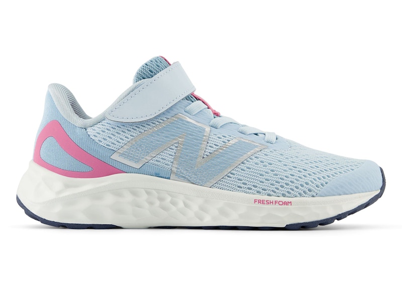 Pre-owned New Balance Fresh Foam Arishi V4 Bungee Lace Sneakers In Quarry Blue/real Pink/chrome Blue