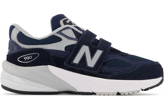 New Balance FuelCell 990v6 Hook and Loop Navy Silver (PS)