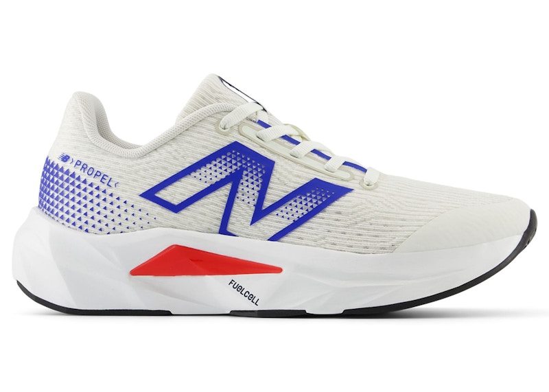Pre-owned New Balance Fuelcell Propel V5 Sneakers In Sea Salt/team Royal/true Red