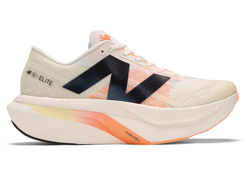 Pre-owned New Balance Fuelcell Supercomp Elite V4 (women's) Sneakers In White/angora/hot Mango