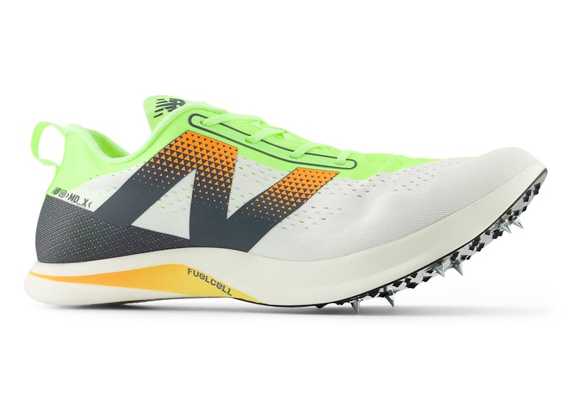 Pre-owned New Balance Men's Fuelcell Supercomp Mdxv3 Sneakers In White/bleached Lime Glo/hot Mango In Multi