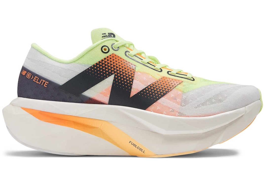 Pre-owned New Balance Fuelcell Supercomp Elite V4 White Bleached Lime Glo Hot Mango (women's) In White/bleached Lime Glo/hot Mango
