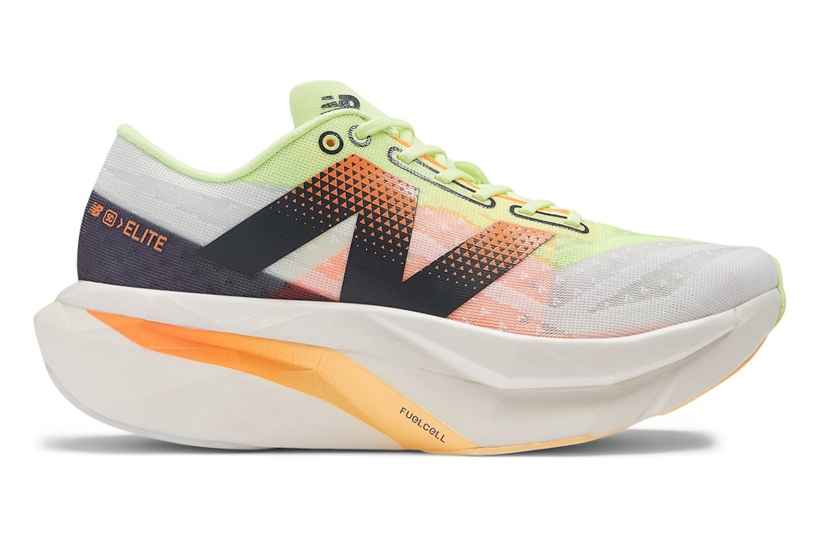 Pre-owned New Balance Fuelcell Supercomp Elite V4 White Bleached Lime Glo Hot Mango (women's) In White/bleached Lime Glo/hot Mango