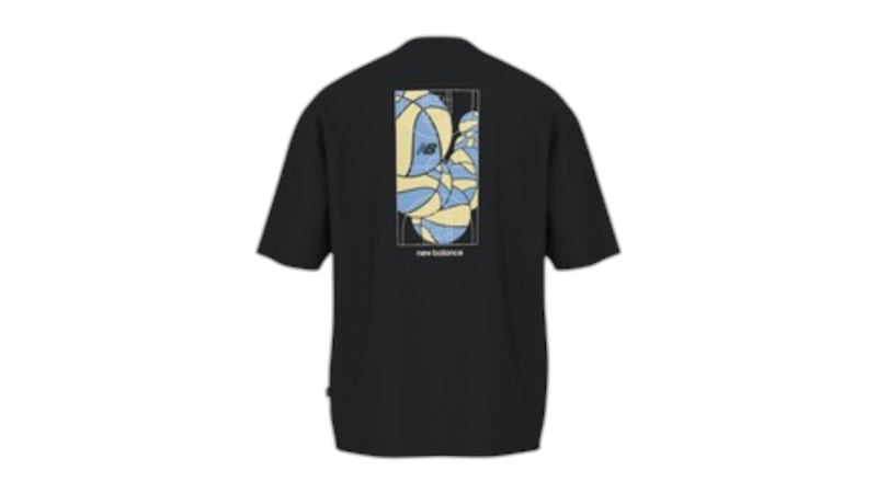 Pre-owned New Balance Men's  Hoops Mosaic Court Graphic Oversized T-shirt In Black/white In Multi