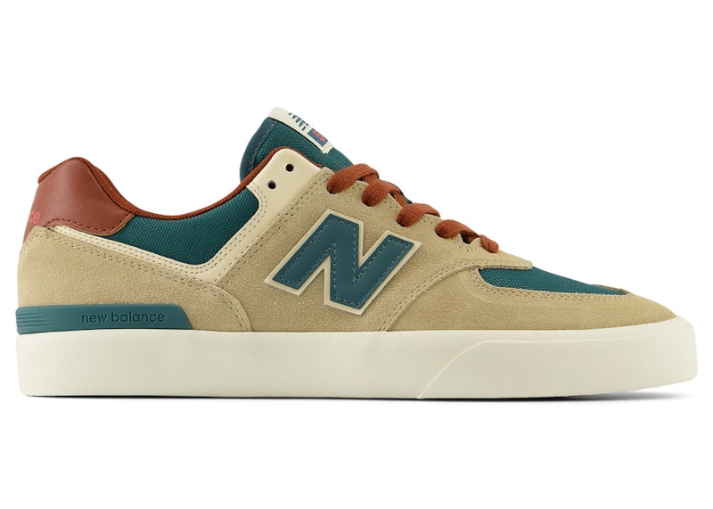 Pre-owned New Balance Men's Numeric 574 Vulc Sneakers In Tan/forest Green In Multi