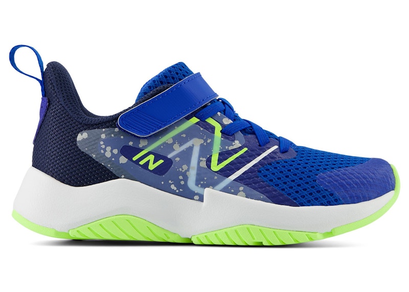 Pre-owned New Balance Rave Run V2 Bungee Lace Sneakers In Team Royal/blue Oasis/bleached Lime Glo