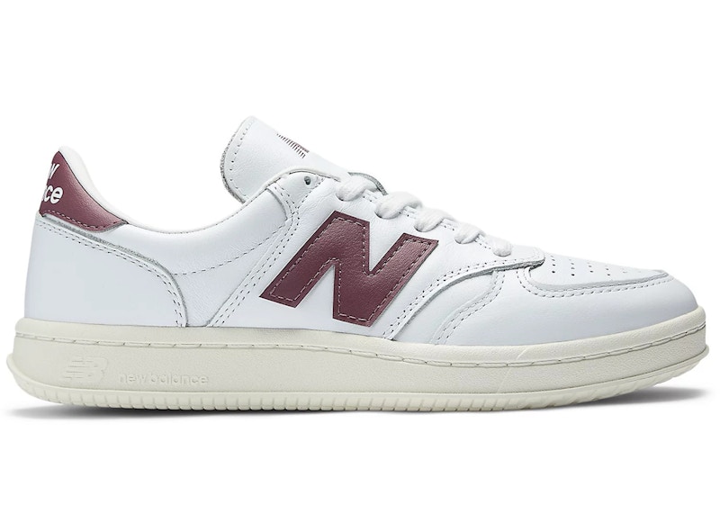 Men's New Balance T500 Sneakers in White/Washed Burgundy