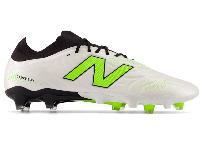 Men's New Balance Tekela v5 Pro Low FG Lime Light Pack Sneakers in White/Black/Pixel Green