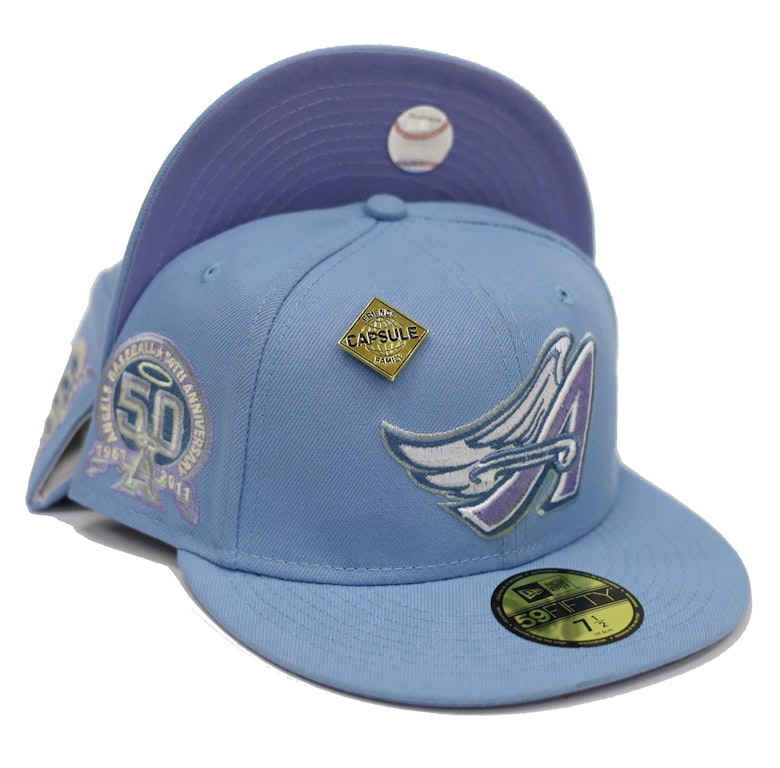 Pre-owned New Era Anaheim Angels Capsule 25k 50th Anniversary 59fifty Fitted Hat Blue/purple