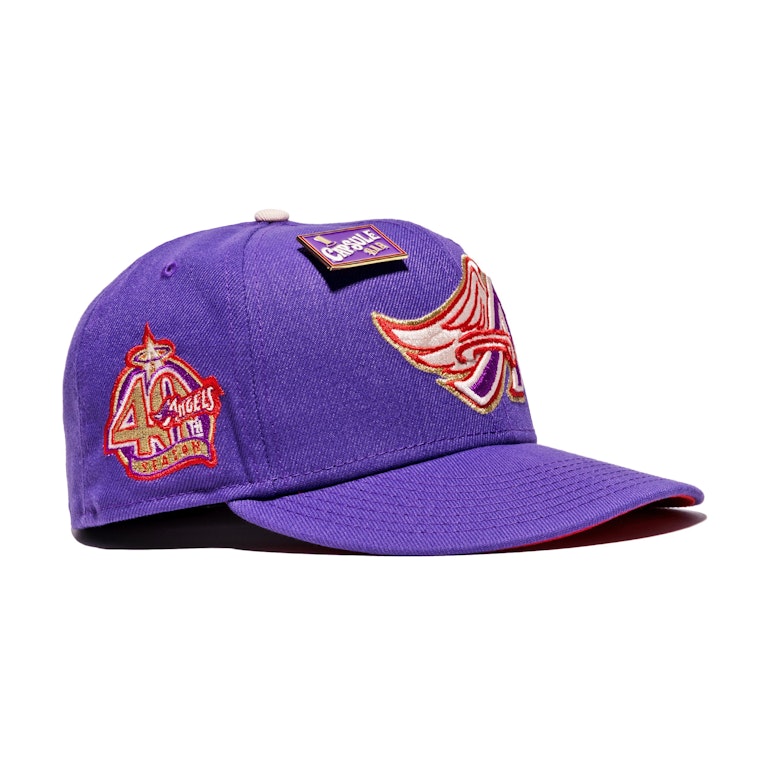 Pre-owned New Era Anaheim Angels Capsule Bar Collection 40th Season 59fifty Fitted Hat Purple/red