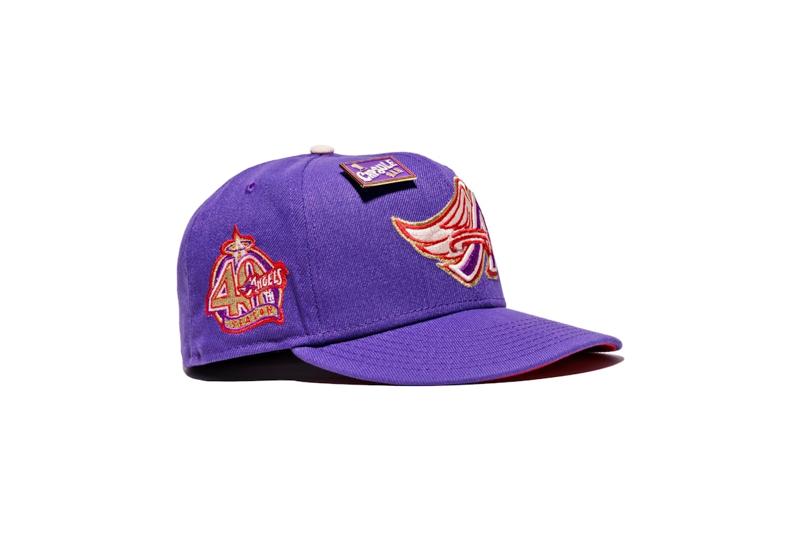 Pre-owned New Era Anaheim Angels Capsule Bar Collection 40th Season 59fifty Fitted Hat Purple/red