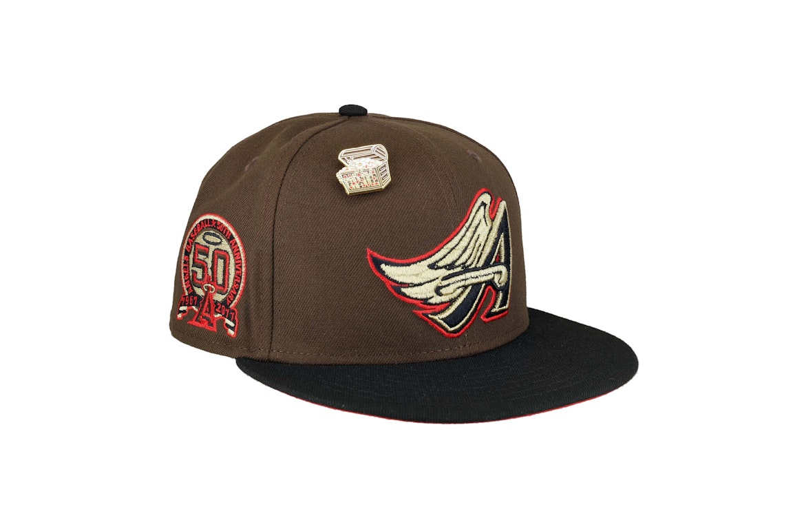 Pre-owned New Era Anaheim Angels Capsule Buried Treasure 50th Anniversary 59fifty Fitted Hat Brown/red