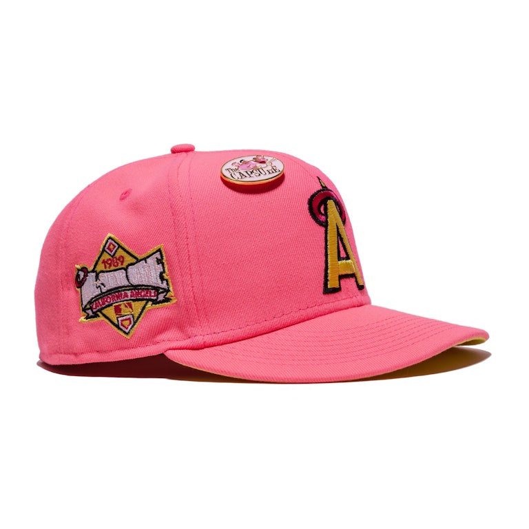 Pre-owned New Era Anaheim Angels Capsule Panther Collection 1989 All Star Game 59fifity Fitted Hat Pink/yellow