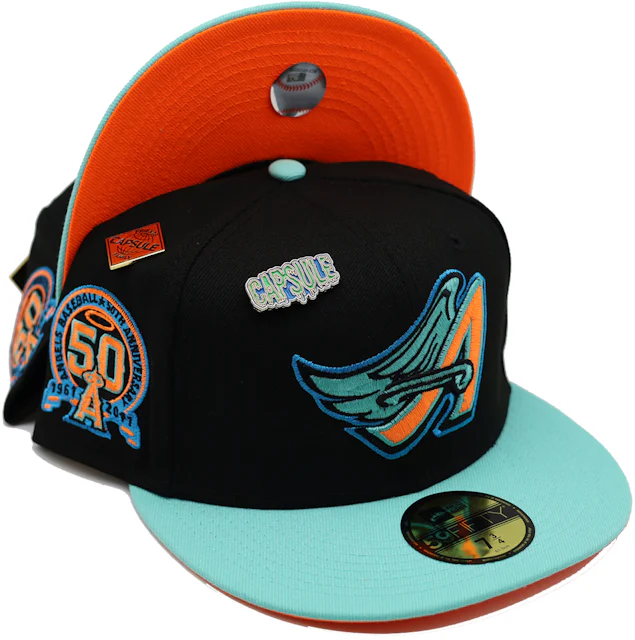 New Era Anaheim Angels CapsuleWeen Collection (Friends and Family) 50th  Anniversary Fr Capsule Hats Exclusive 59Fifty Fitted Hat Black/Orange Men's  - GB