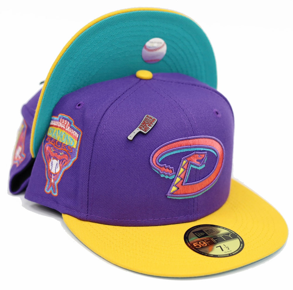 New Era Arizona Diamondbacks Fitted Hat Cap BLACK/Purple/1998 Inaugural ...