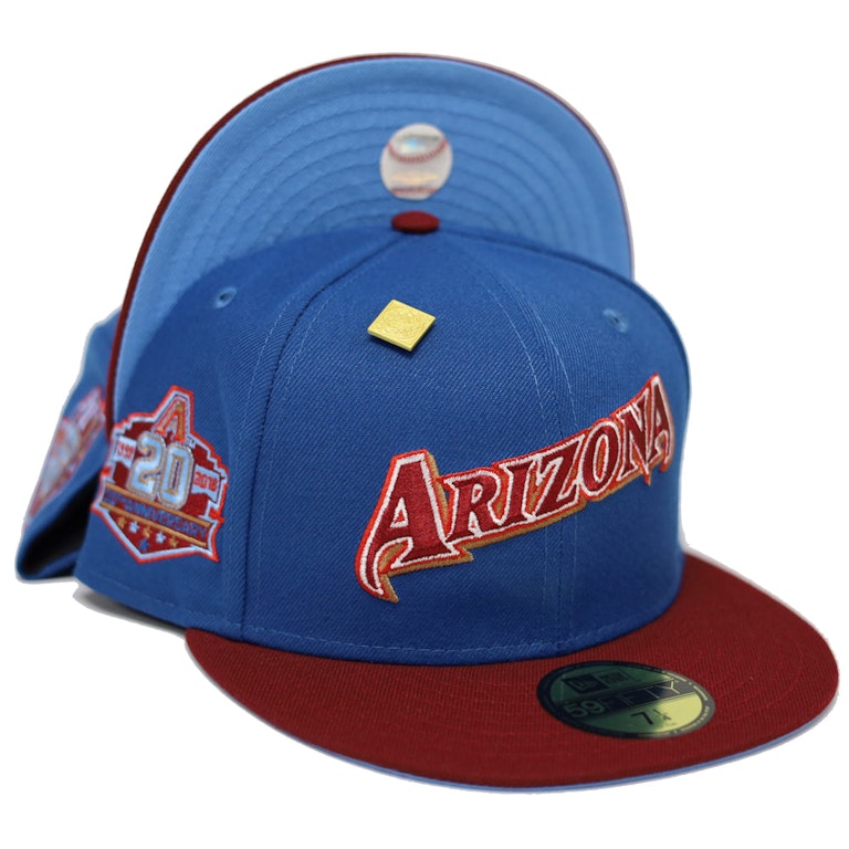 Pre-owned New Era Arizona Diamondbacks 20th Anniversary Patch Capsule Hats Exclusive 59fifty Fitted Hat Blue/b In Blue/blue