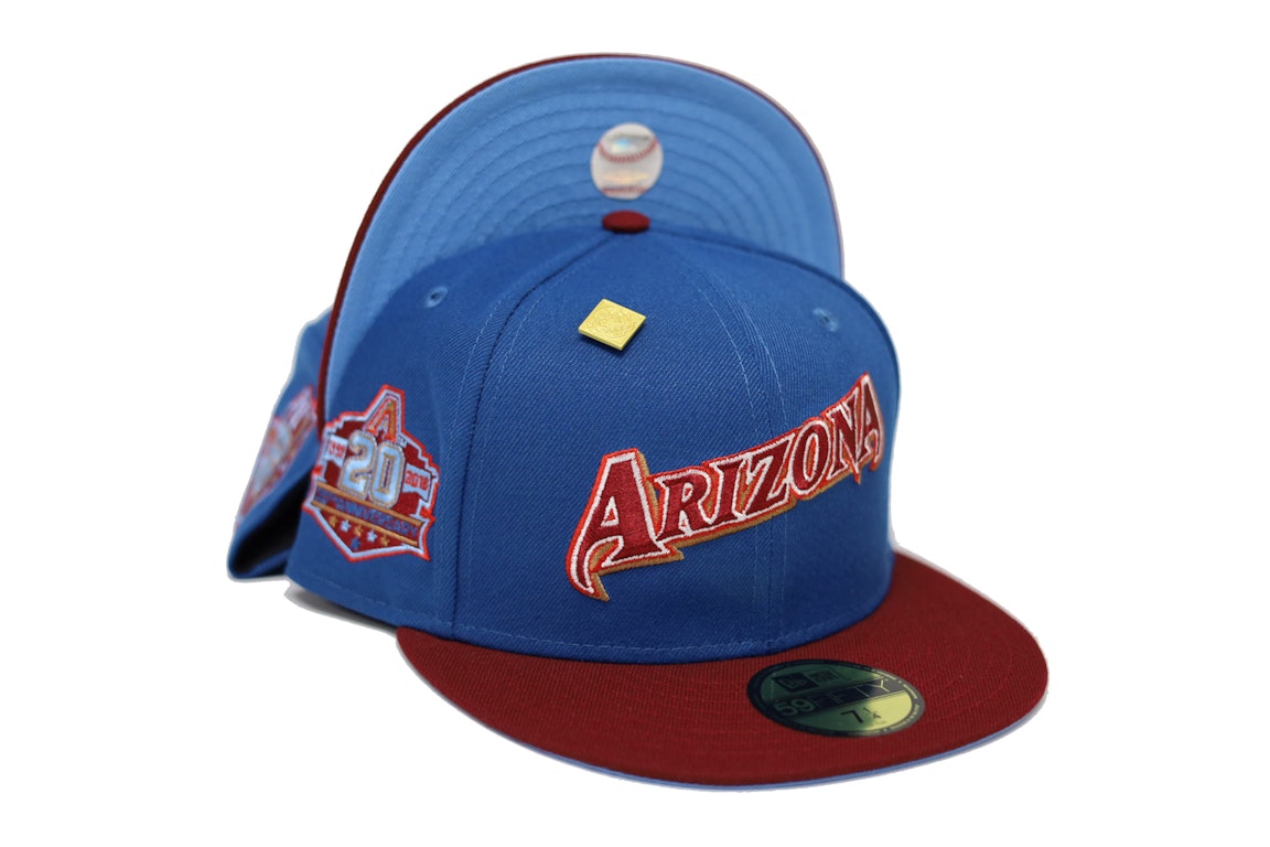Pre-owned New Era Arizona Diamondbacks 20th Anniversary Patch Capsule Hats Exclusive 59fifty Fitted Hat Blue/b In Blue/blue